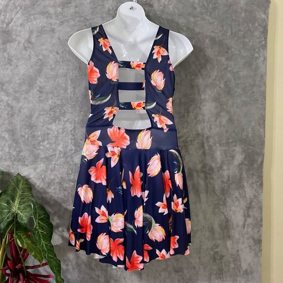 Esprlia Bathing Suit 1 Pc Plus Size 2XL Soft Cup Full Skirt Cut Out Floral Print - Picture 2 of 15